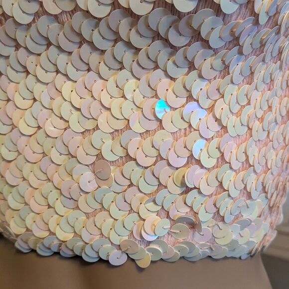 Vintage Y2K Jessica McClintock Tube Top Pink Sequin Butterfly Size S - Picture 7 of 9